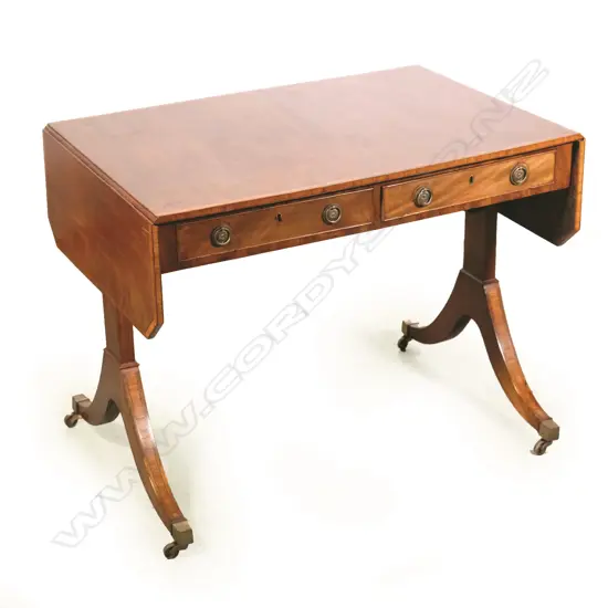A Sheraton revival mahogany sofa table