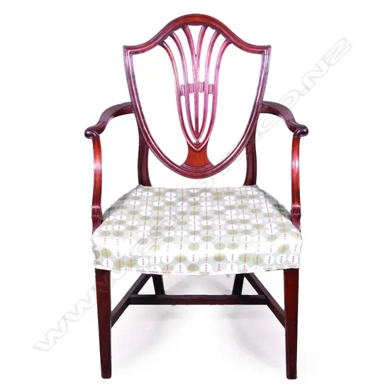 A Georgian period Hepplewhite mahogany carver chair