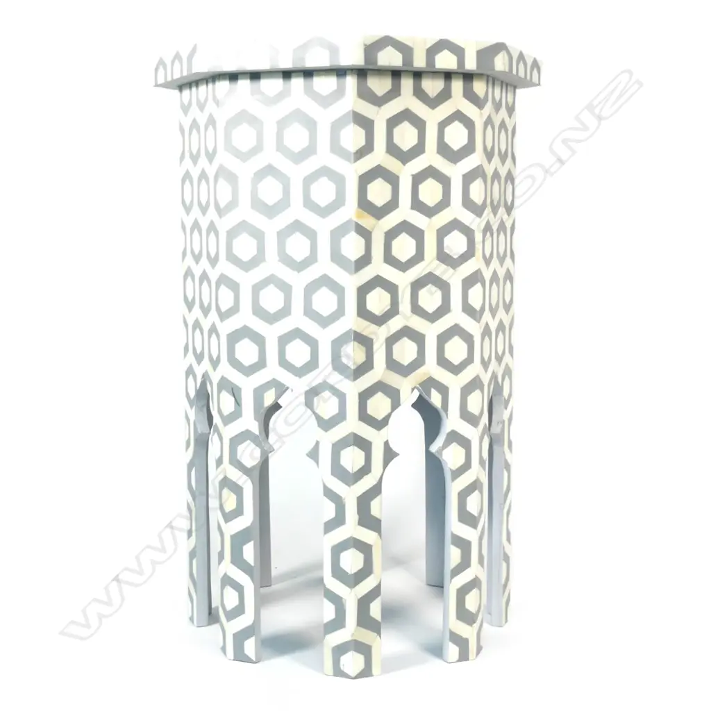 A decorative bone inlaid parquetry occasional table Image 1++