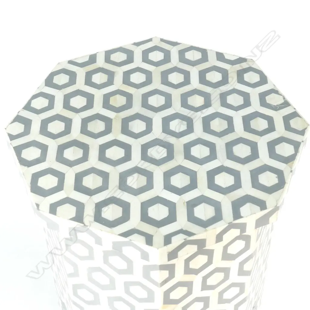 A decorative bone inlaid parquetry occasional table Image 1++
