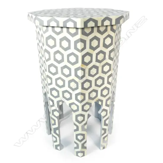 A decorative bone inlaid parquetry occasional table