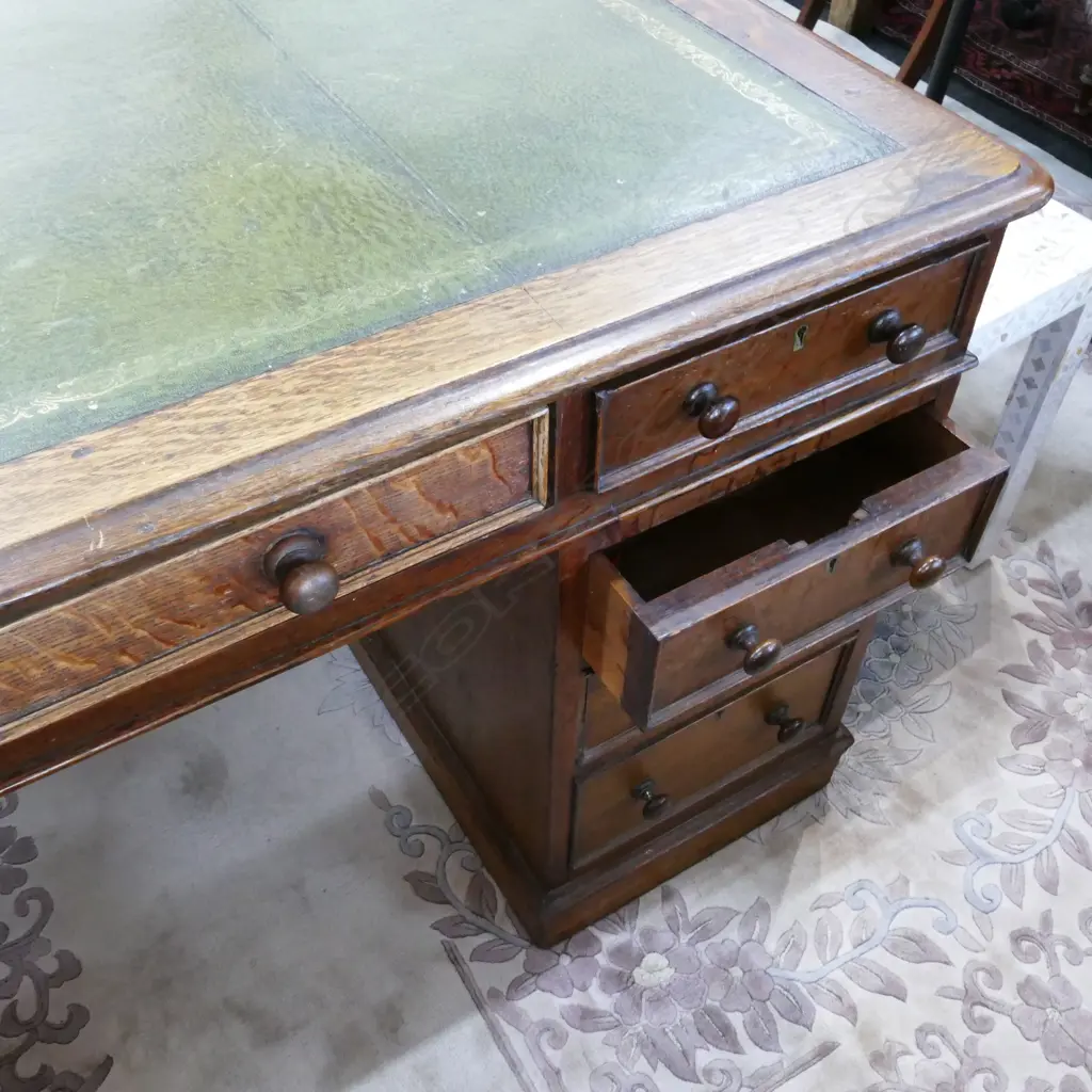 A Victorian oak partners desk Image 1++