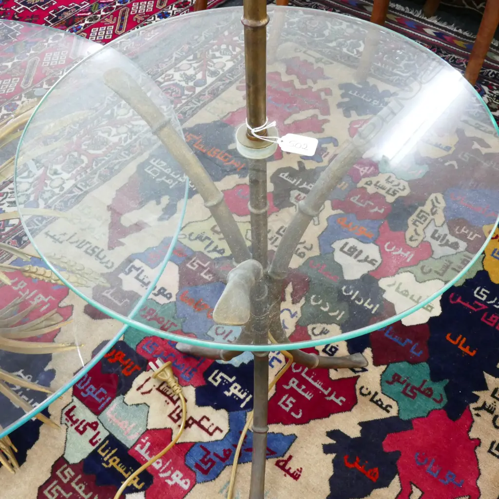 A mid-century Hollywood Regency gilt metal table based standard lamp Image 1++