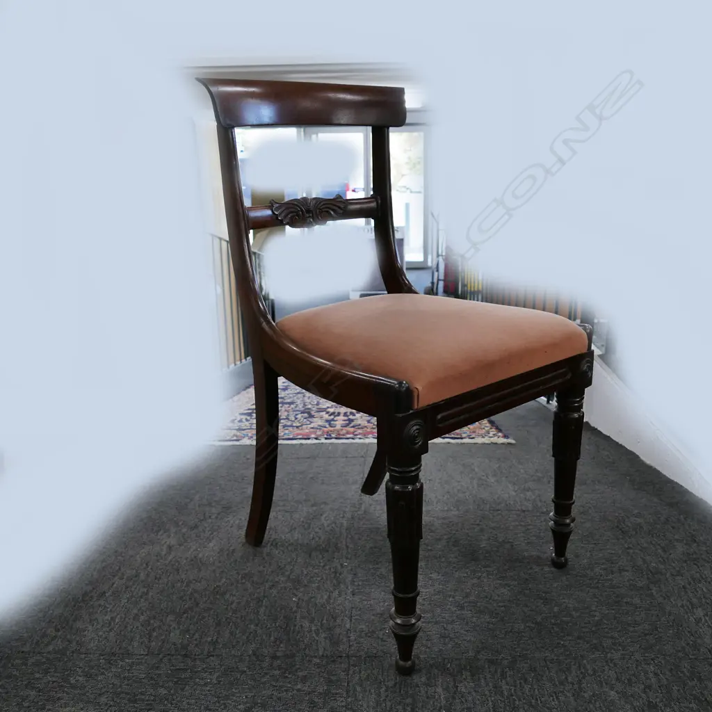 CATALOGUE CORRECTION SHOULD READ: Five (rather than six) Regency rosewood bar back dining chairs Image 1++