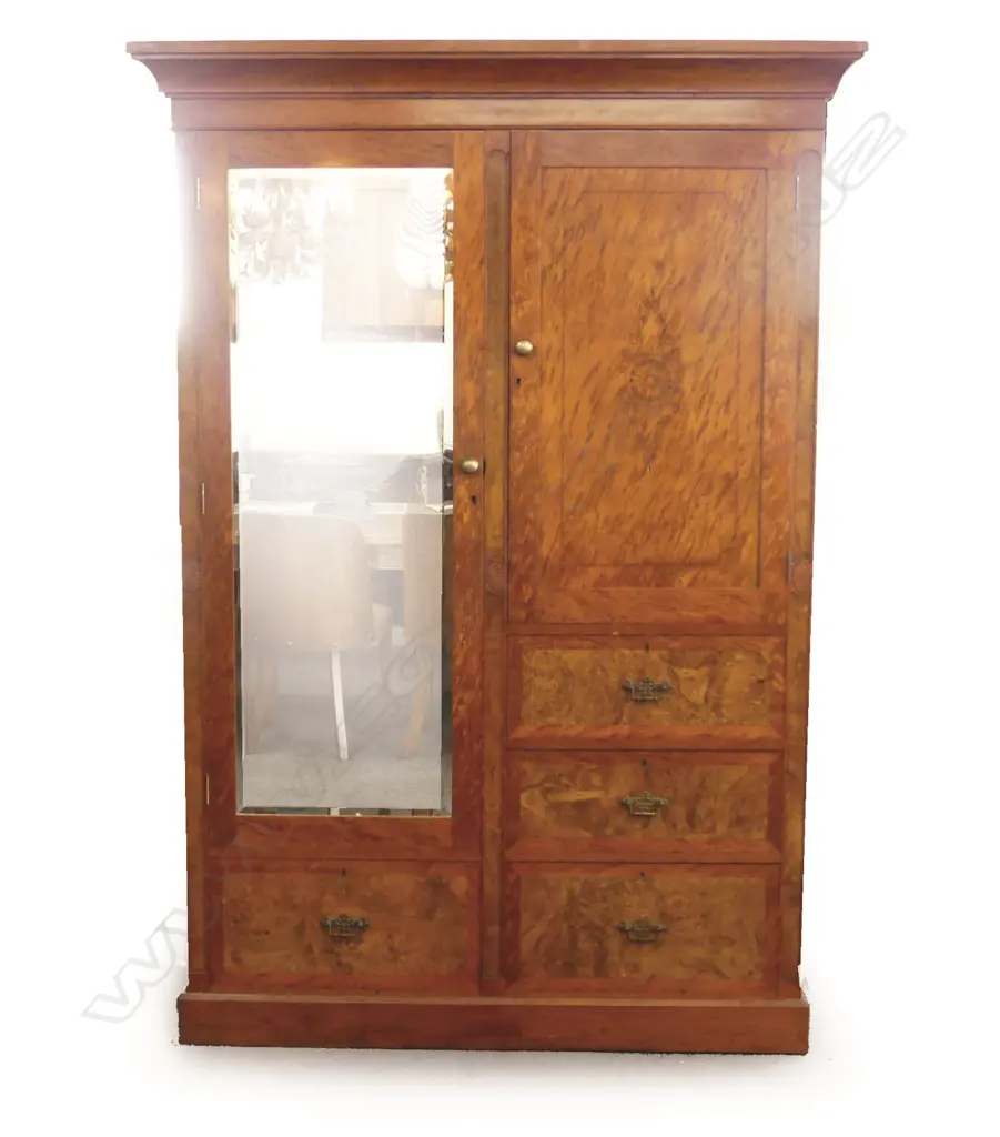 An impressive small proportion colonial mottled kauri wardrobe Image 1++