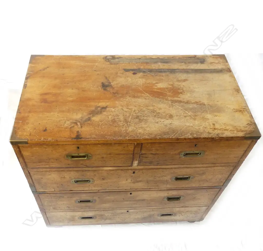 A Victorian S.W. Silver & Co. London mahogany split campaign chest Image 1++