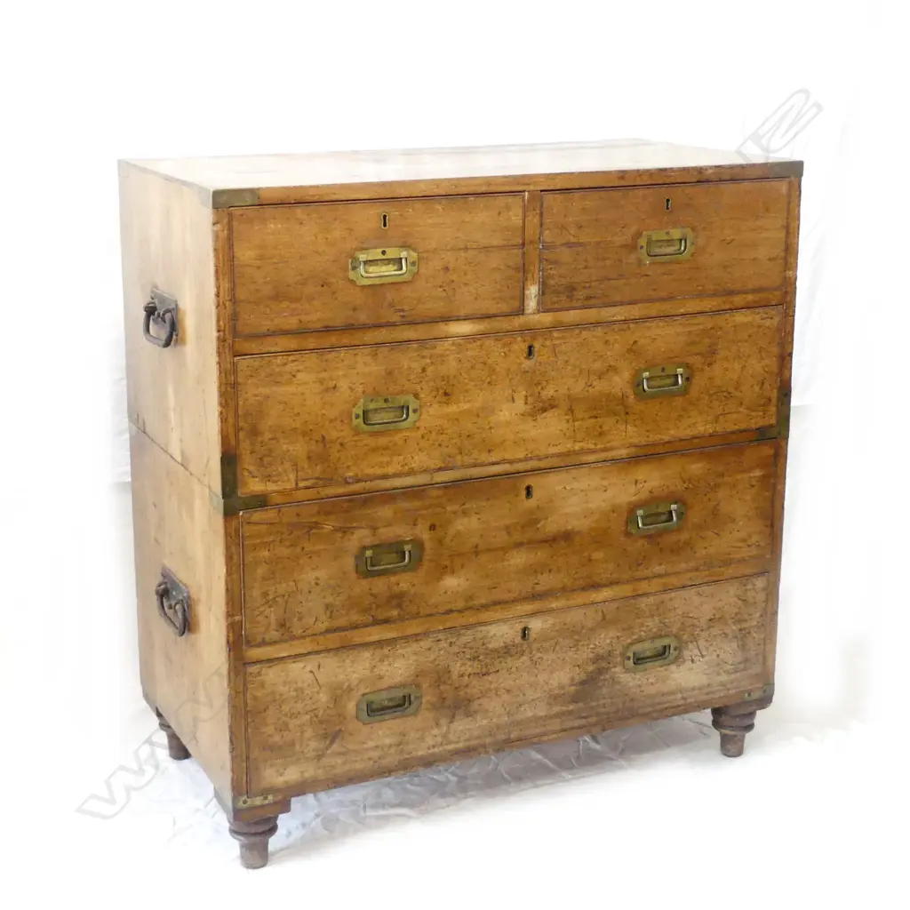 A Victorian S.W. Silver & Co. London mahogany split campaign chest Image 1++