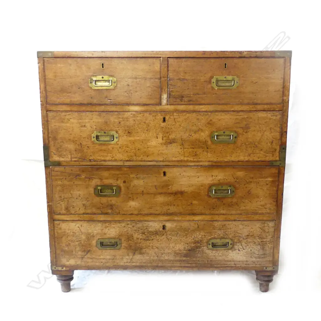 A Victorian S.W. Silver & Co. London mahogany split campaign chest Image 1++