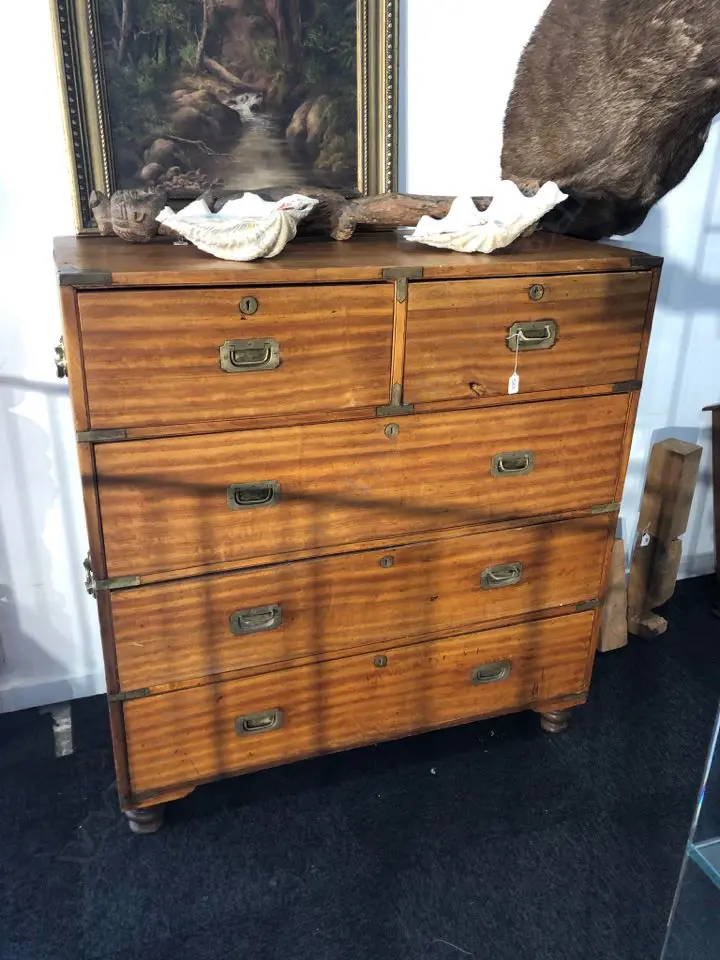 A late 19thC camphor wood two stage campaign chest Image 1++