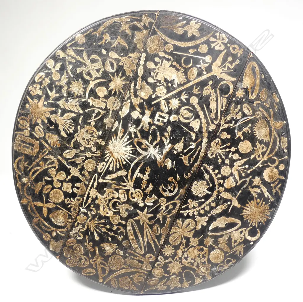 An Edwardian decoupaged small occasional table Image 1++