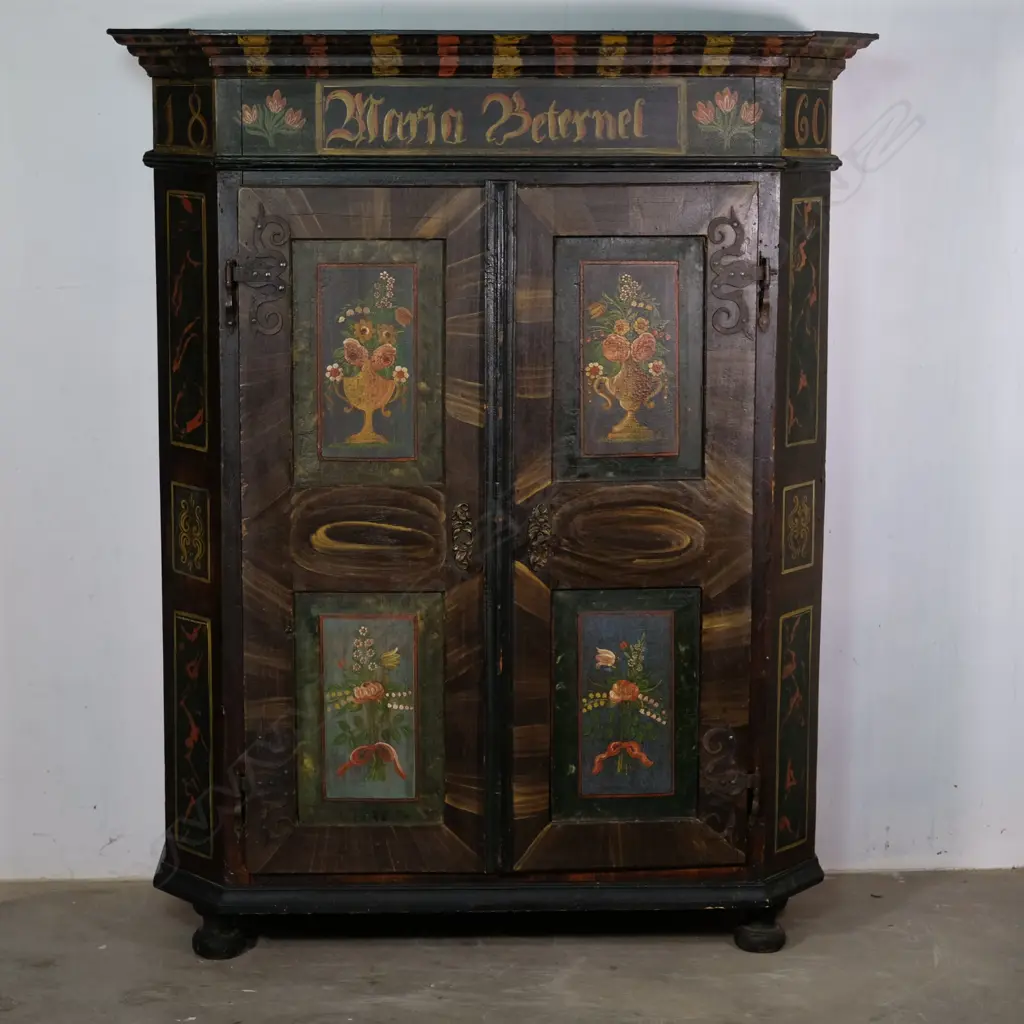 A 19thC European painted armoire Image 1++