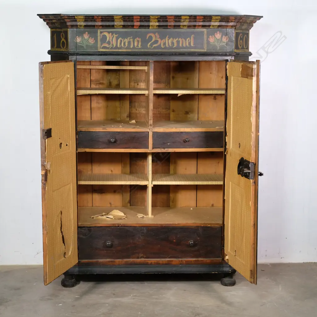 A 19thC European painted armoire Image 1++