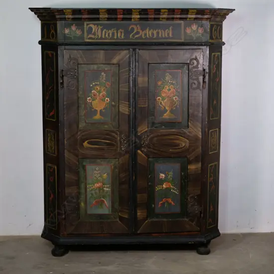 A 19thC European painted armoire