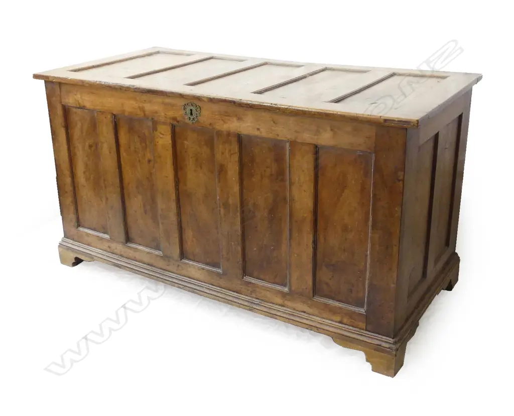 A large early 19thC fruit wood coffer Image 1++