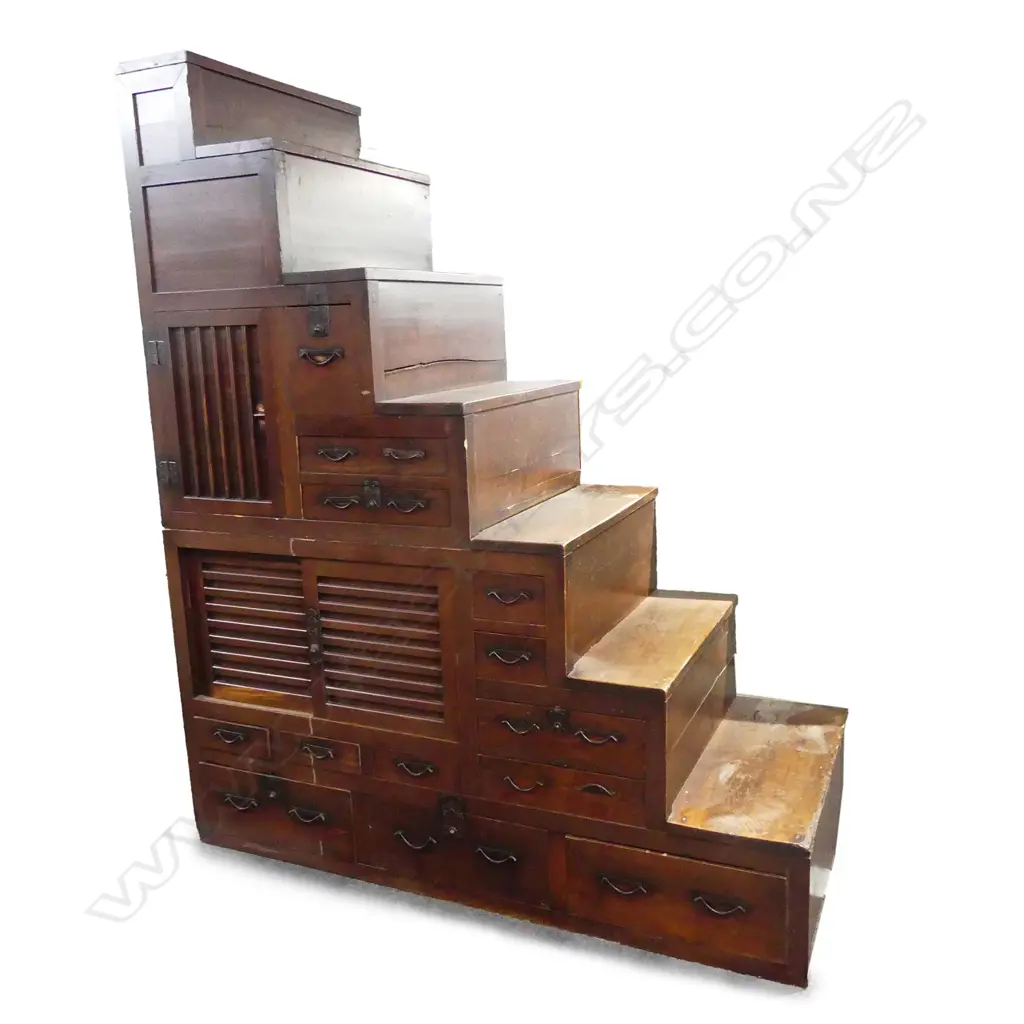 A late 19thC Japanese step chest (kaidan-dansu) Image 1++