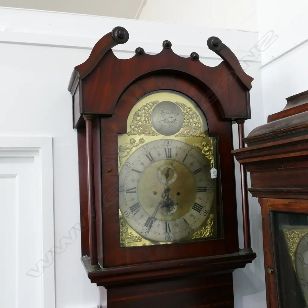 A Sheraton revival mahogany long case clock Image 1++