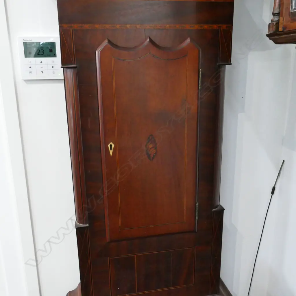 A Sheraton revival mahogany long case clock Image 1++