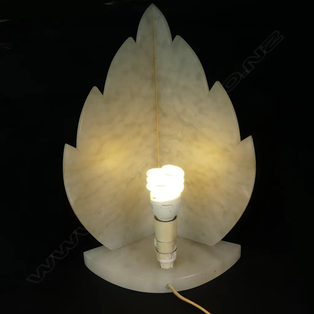 An Art Deco style alabaster table lamp Image 1++