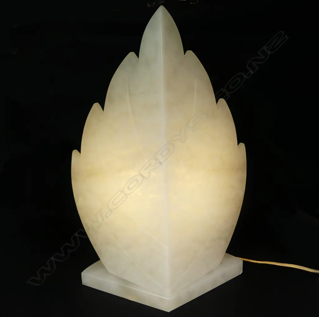 An Art Deco style alabaster table lamp Image 1++