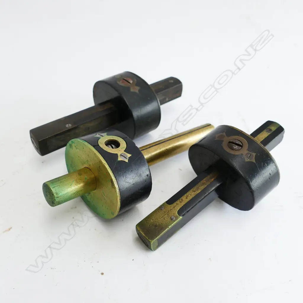 Three ebony and brass mortise gauges Image 1++