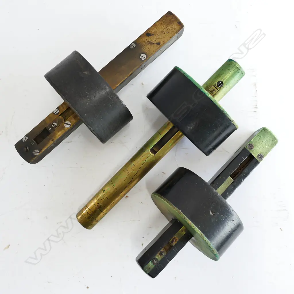 Three ebony and brass mortise gauges Image 1++