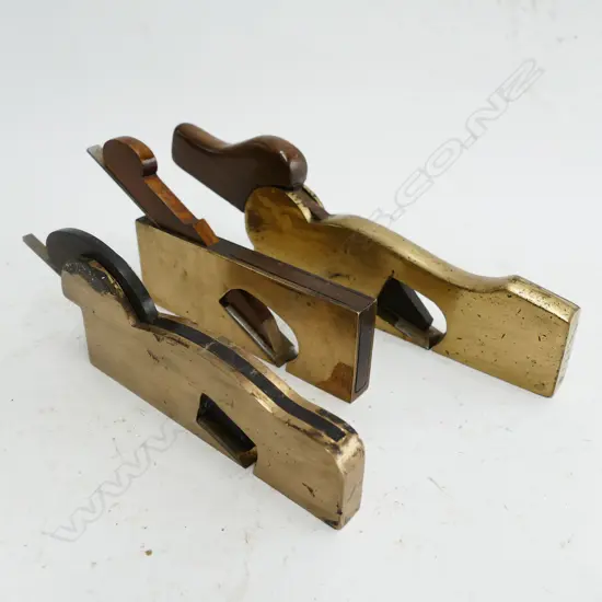 Three small brass rebate planes