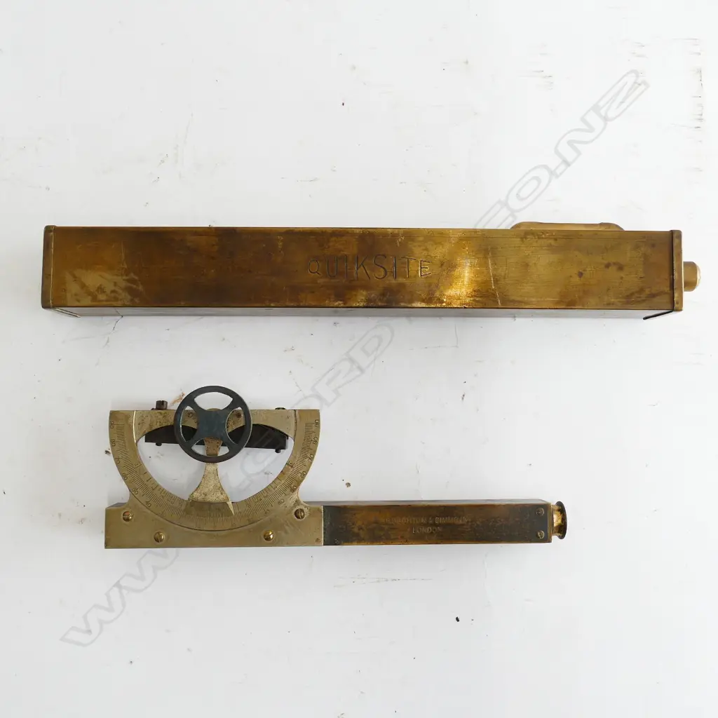 A brass square tube 'Quicksite' level and a Troughton & Simms Ltd dumpy level Image 1++