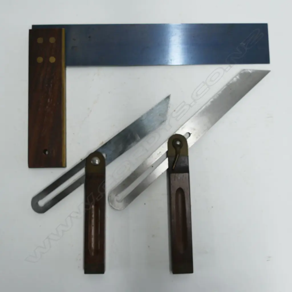 A rosewood and steel set square Image 1++
