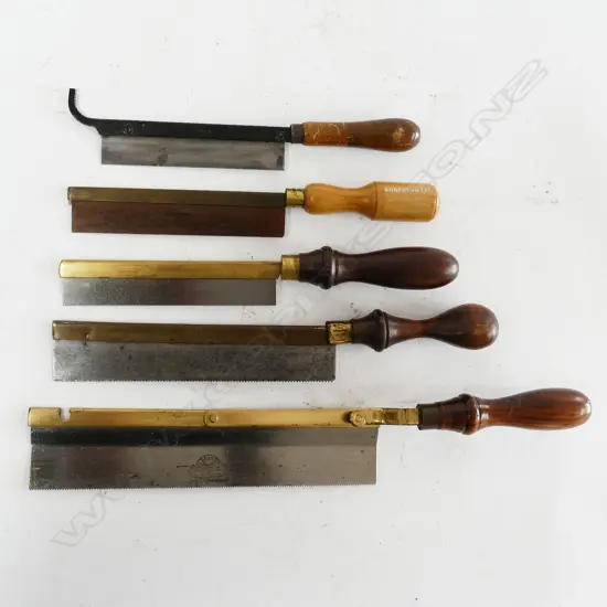 Five turned handled tenon saws