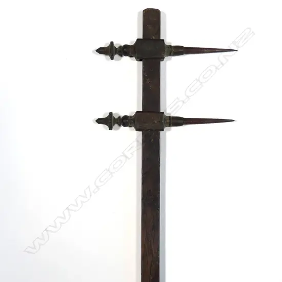 A pair of trammel points and a boxwood and brass rope gauge and scale