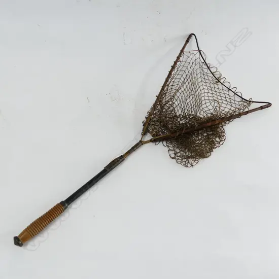 19thC japanned brass landing net