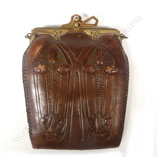 A small leather Art Nouveau leather purse