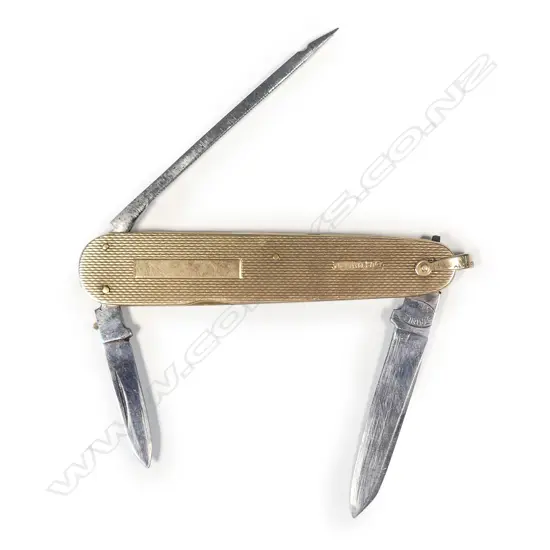 A mid 20thC 9ct yellow gold and steel pocketknife
