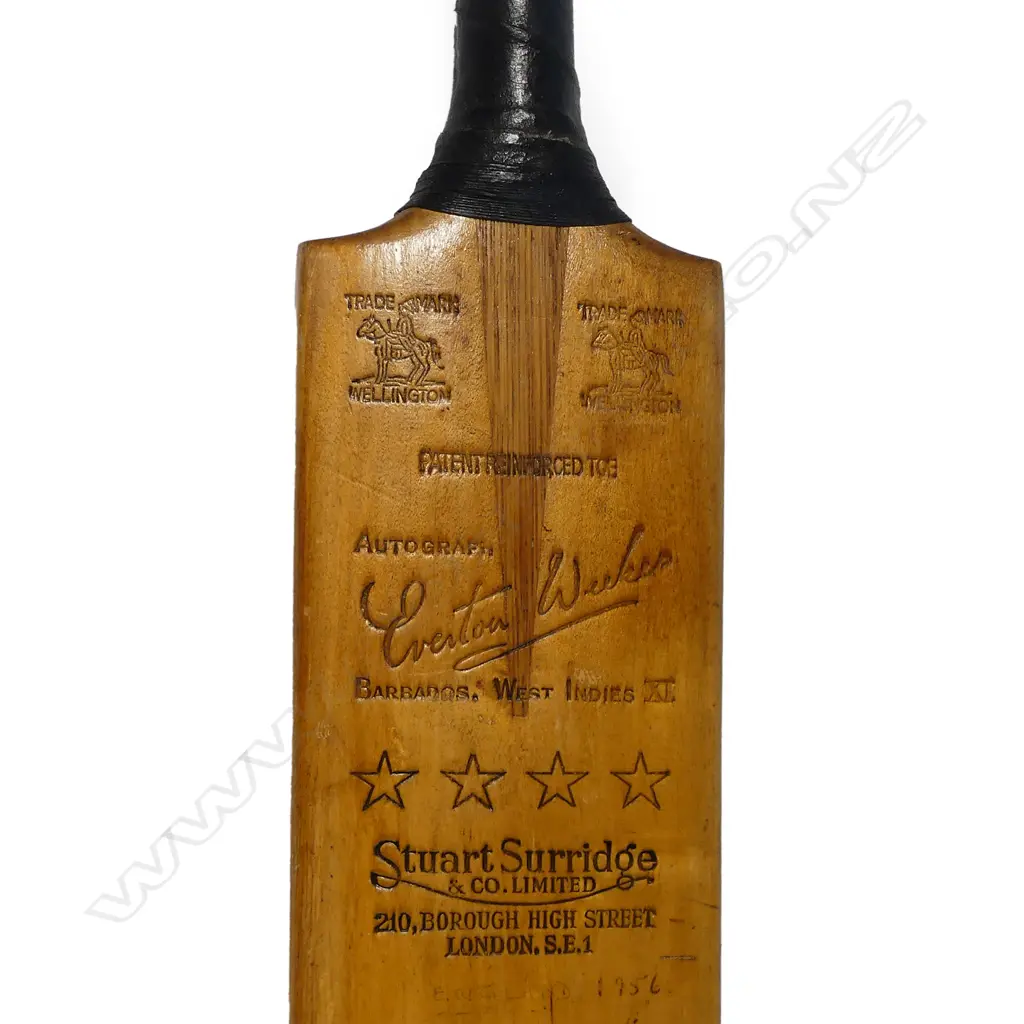A rare c.1955-56 'Autograph Barbados West Indies XI' signed cricket bat Image 1++