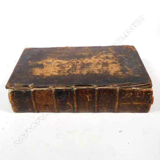 An 18thC leather bound bible
