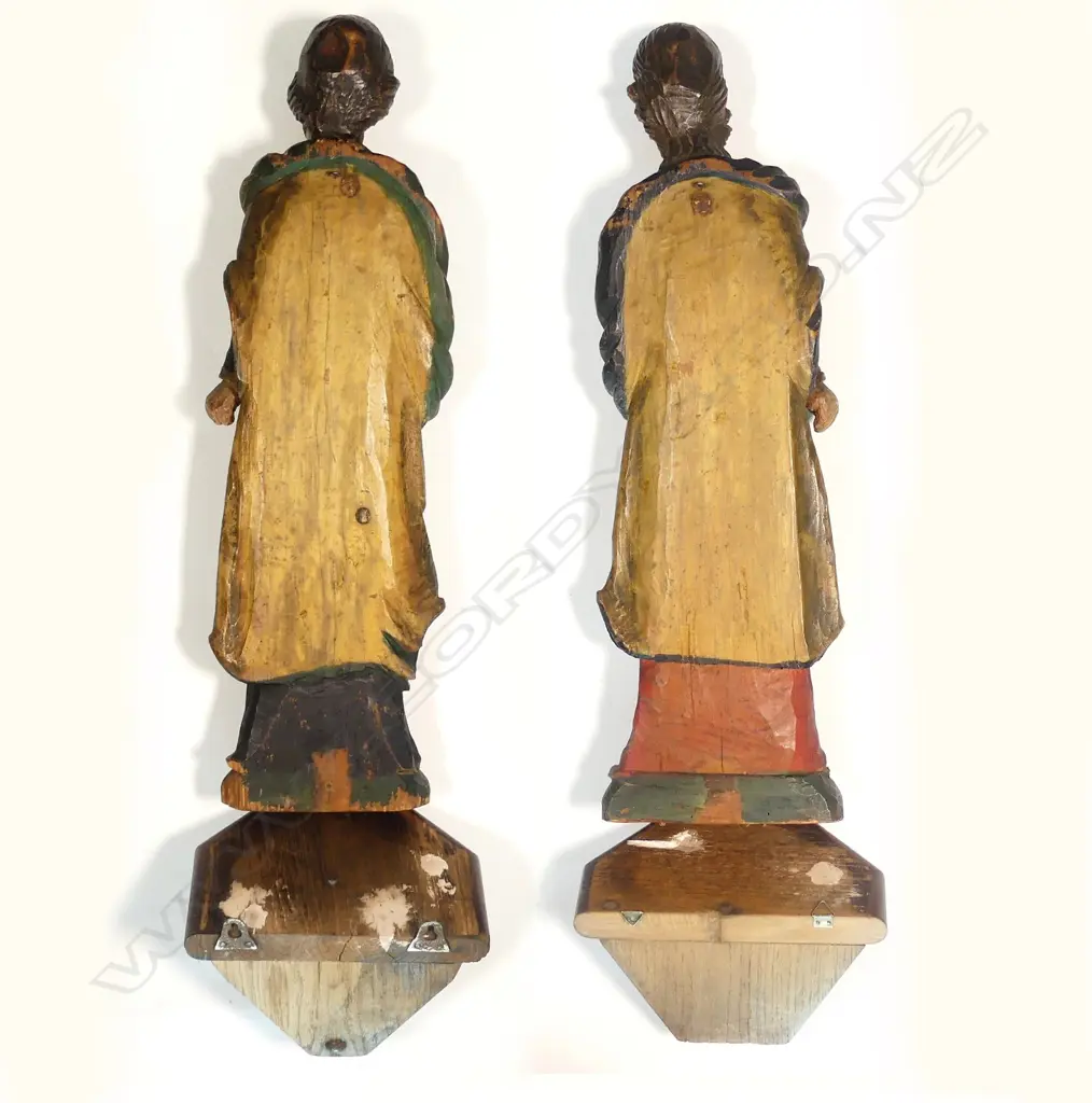 A pair of wooden antique Spanish religious figures Image 1++