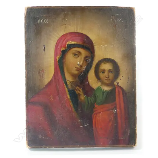 A 19thC Russian icon of Our Lady of Kazan