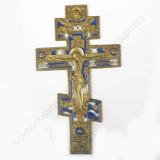 19thC Russian orthodox brass cross