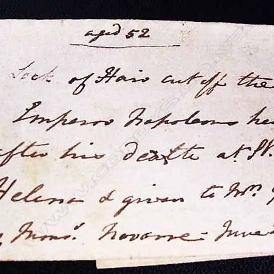 A lock of hair cut off the Emperor Napoleon's head after his death at St. Helena