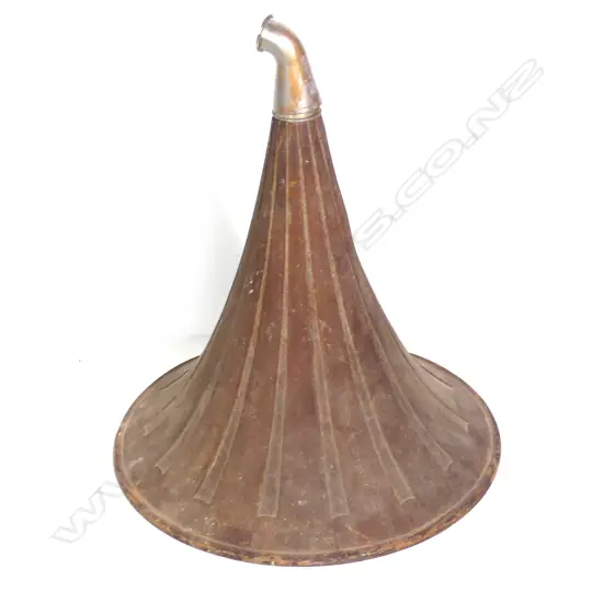 A vintage oak large gramophone horn