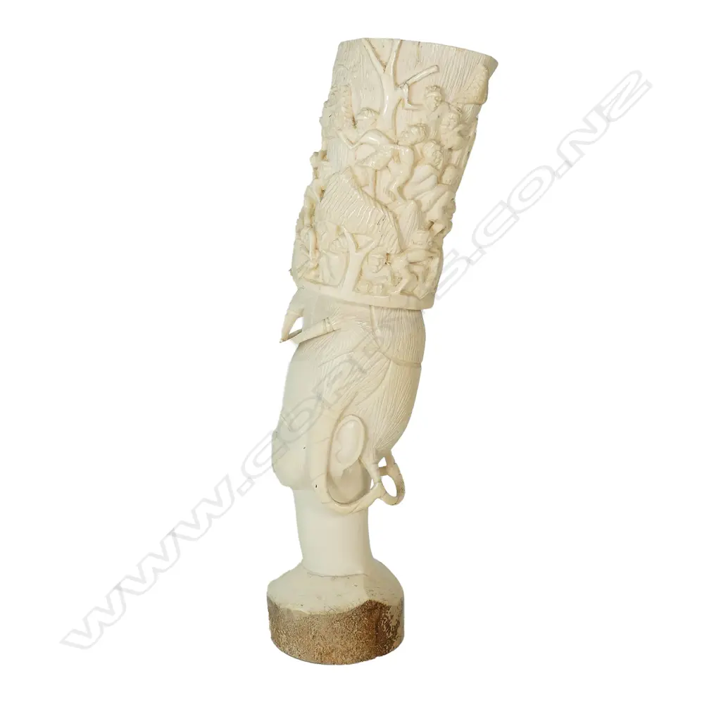 A substantial African old carved ivory tusk section Image 1++