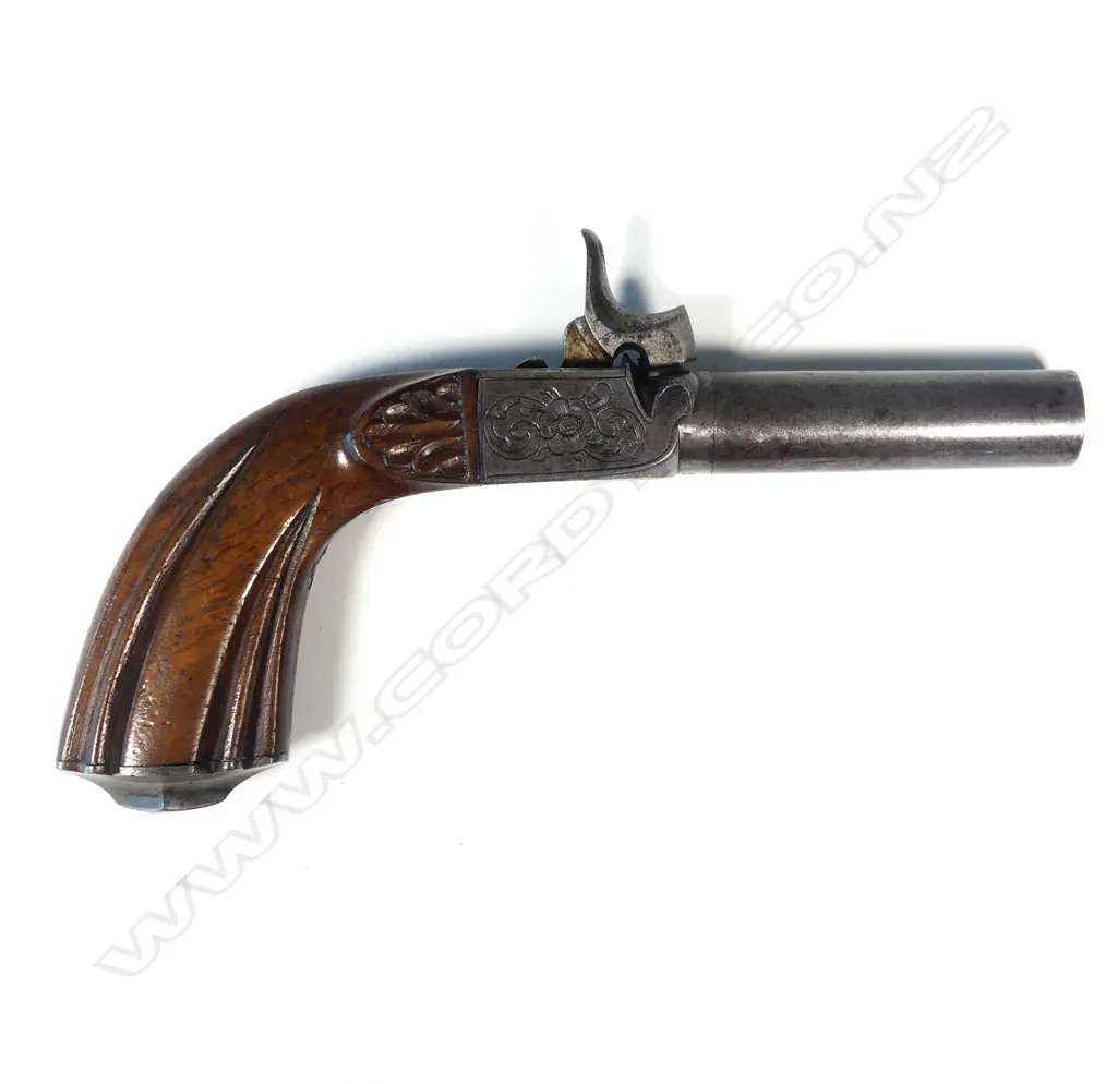 A 19thC French percussion pocket pistol Image 1++