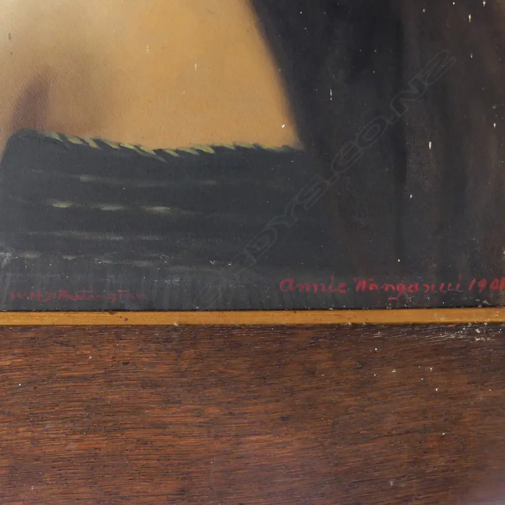 An overpainted photographic Maori portrait 'Annie Wanganui' Image 1++