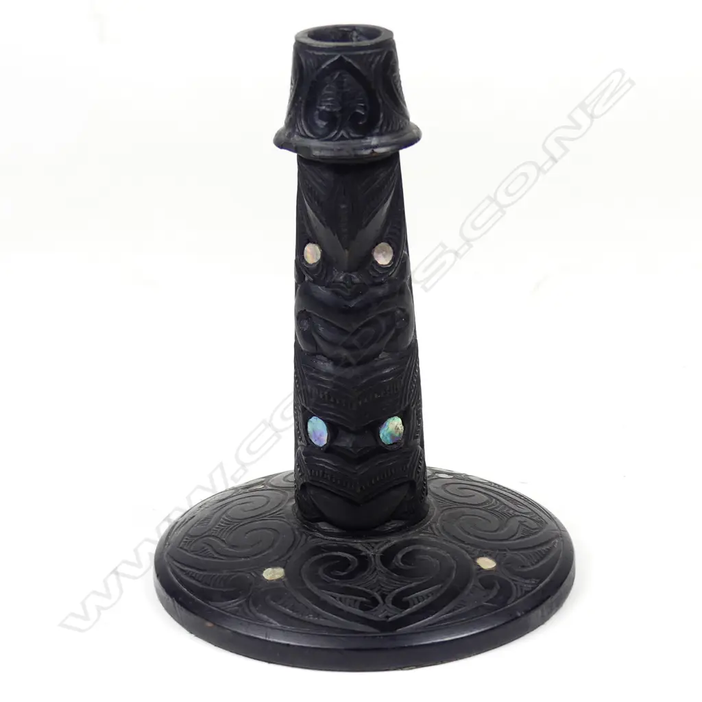 An early 20thC Maori carved candle stand Image 1++