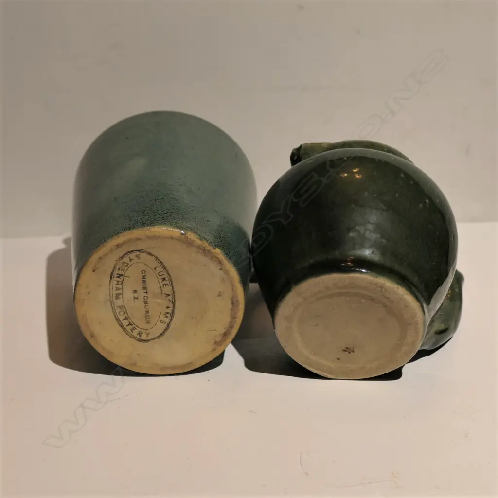 Two Luke Adams green glaze jugs Image 1++