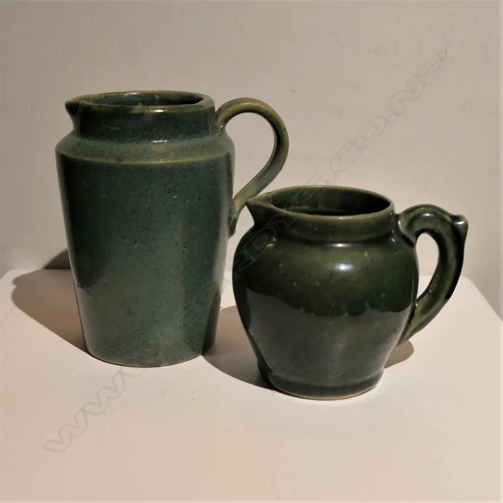 Two Luke Adams green glaze jugs Image 1++