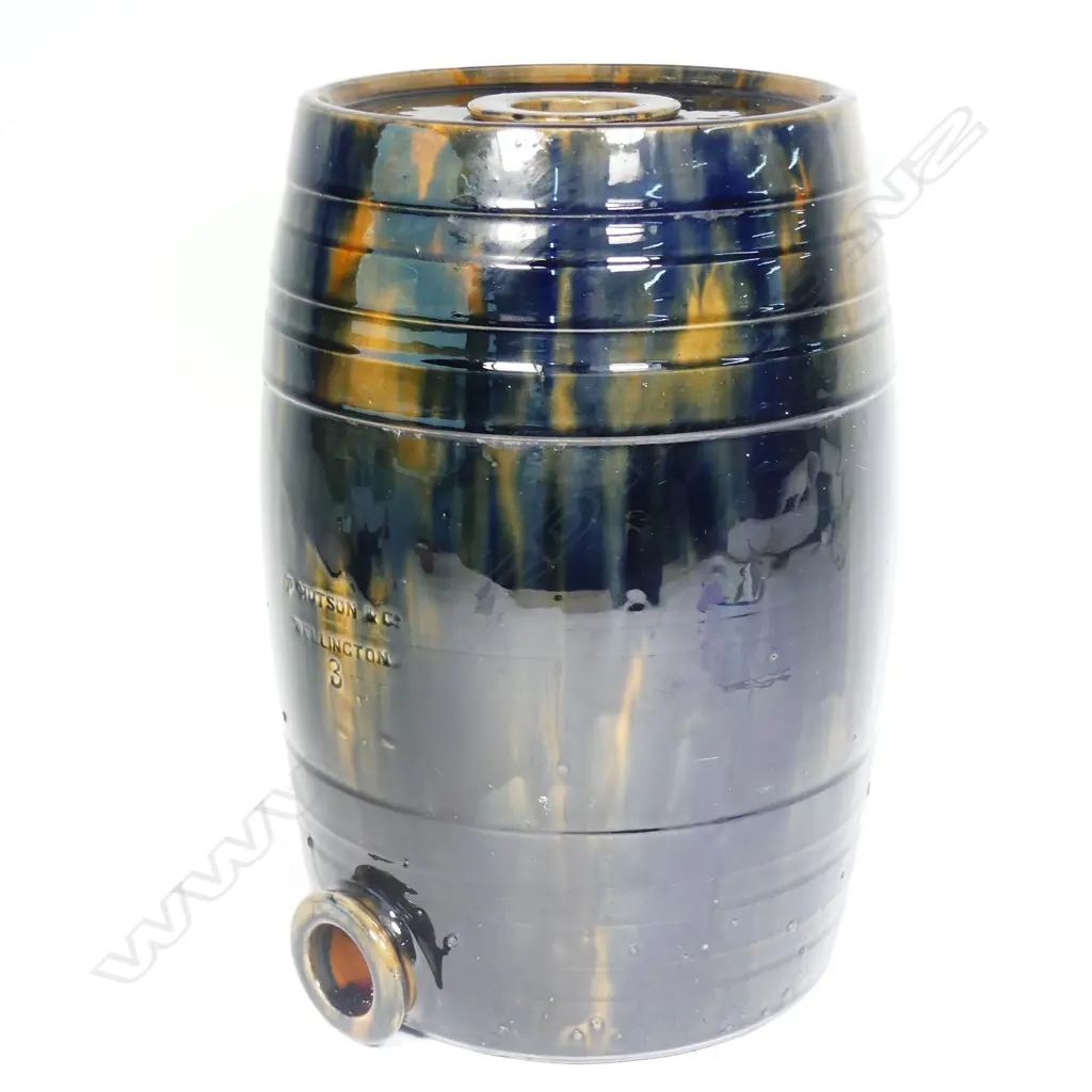 A Peter Hutson majolica 3 gallon barrel Image 1++