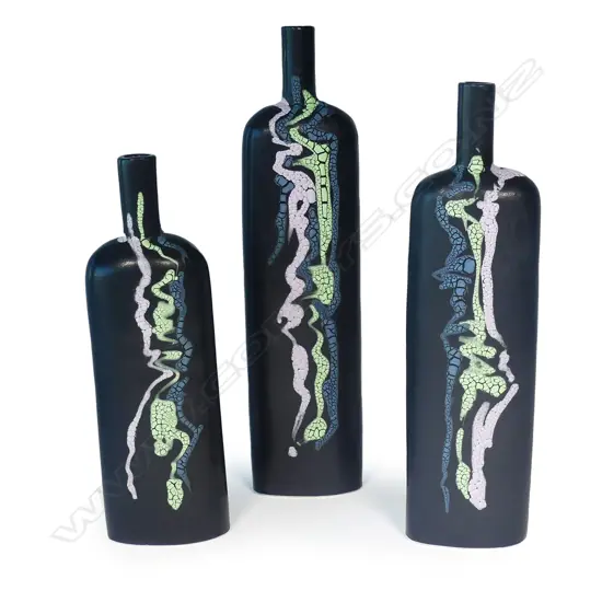 A Graham Ambrose set of three 'Abstract Long Bottles'