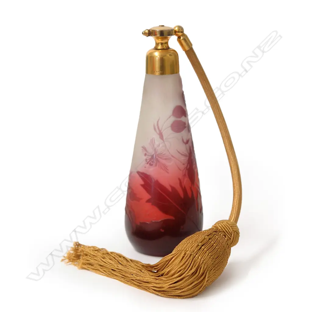A good Gallé c.1900 cameo glass atomizer scent bottle Image 1++