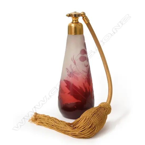 A good Gallé c.1900 cameo glass atomizer scent bottle